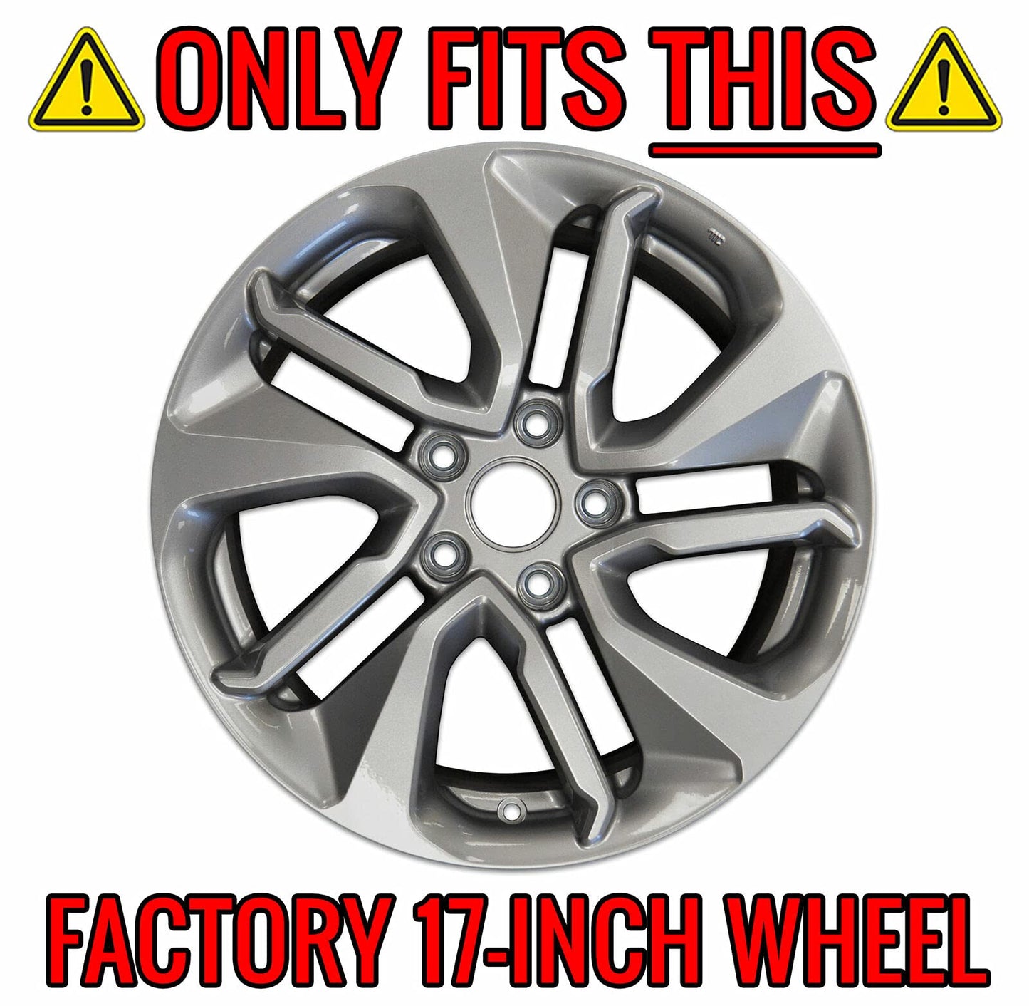 New Wheel Skins Covers Fits 2018-2021 Honda Accord LX; 17 Inch; 5 Split Spoke; Painted; Chrome Plated; Automotive Grade ABS; Set of 4; Fits Over and Into OEM Wheel